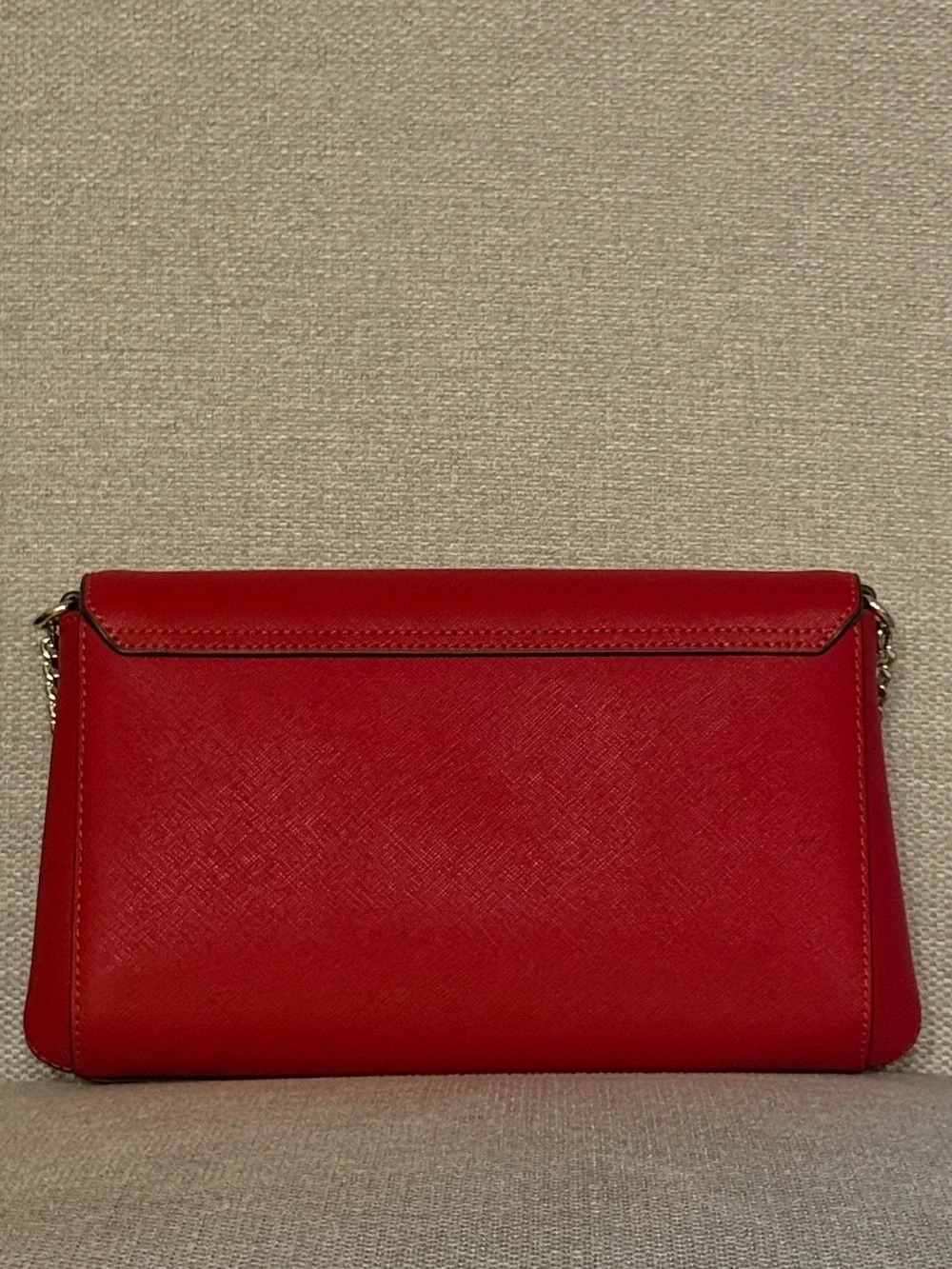 kate spade red leather crossbody with gold chain